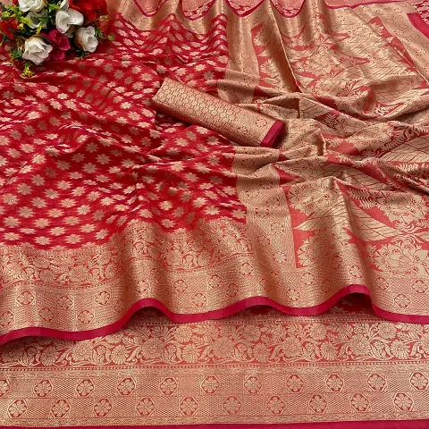 Banarasi Art Silk Jacquard Sarees with Blouse piece