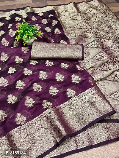 New  Wine  colour Beautifull Full Design Banarasi Jacquard Rapier Loom Saree For Women And Girls Pack Of 01-thumb0