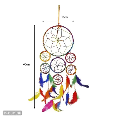 Ryme Dream Catcher,Handmade Hangings for Positivity (Can be Used as Home D?cor Accents, Wall Hangings, Garden, Car, Outdoor, Bedroom, Key Chain, Meditation Room (7 Rings, Pack of 3)-thumb2