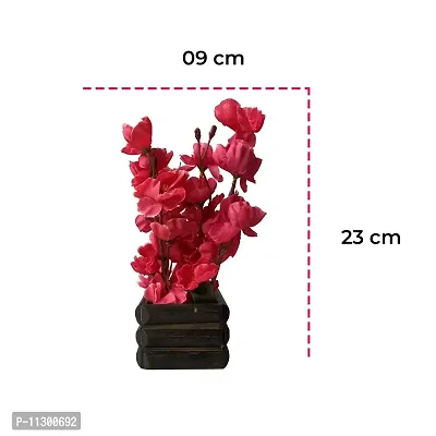 Ryme Blossom/Orchid Artificial Flower with Pot (White Red)-thumb2