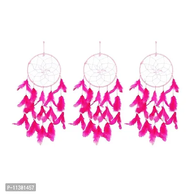 Ryme Handmade Beaded Dream Catcher Wall Hanging (Size 6 Inches Diameter) (Pink, Pack of 1)