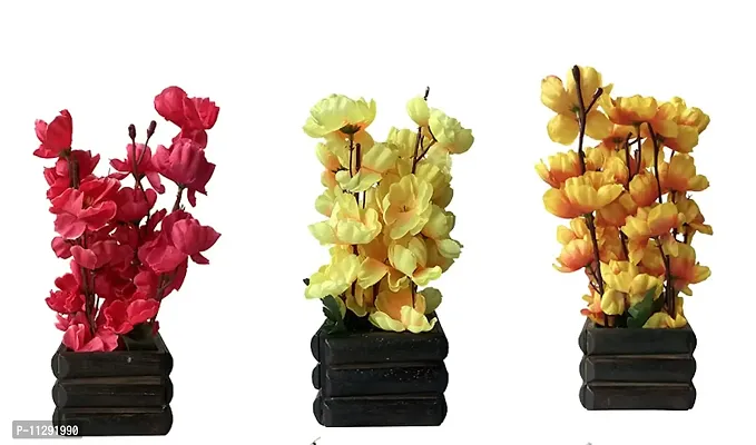 Ryme Blossom/Orchid Artificial Flower with Pot (Red, Yellow, Orange)