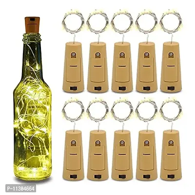 Blue Penguin 20 LED Wine Bottle Cork Copper Wire String Lights Battery Operated for Indoor & Outdoor Decorations (Pack of 10)