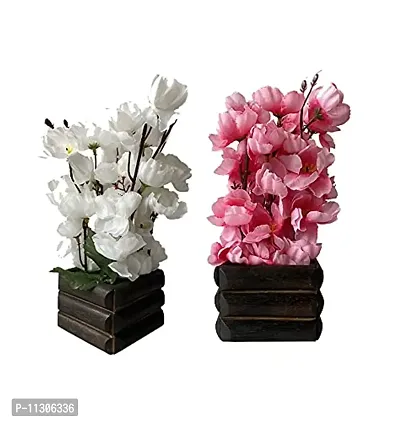 Ryme Blossom/Orchid Artificial Flower with Pot (White Pink)