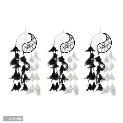 Ryme Combo of Yin Yang Dream Catcher and Yin Yang Silver 5 Pipe Wind Chime (Pack of 3 Yin Yang Dream Catcher)