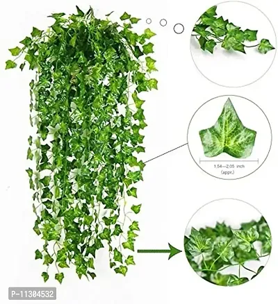 Blue Penguin Artificial Money Plant Leaves Creeper Bail for Home Office Terrace Festival Decoration (Length 6.5 Feet) (Greeen, 3)-thumb3