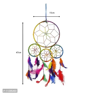 Ryme Dream Catcher,Handmade Hangings for Positivity (Can be Used as Home D?cor Accents, Wall Hangings, Garden, Car, Outdoor, Bedroom, Key Chain, Meditation Room (4 Rings, Pack of 5)-thumb4