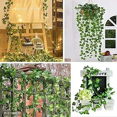 Blue Penguin Artificial Money Plant Leaves Creeper Bail for Home Office Terrace Festival Decoration (Length 6.5 Feet) (Greeen, 3)-thumb2