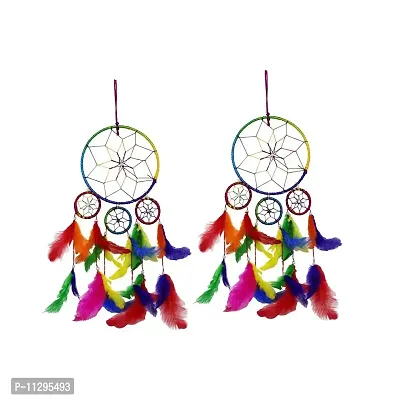 Ryme Dream Catcher,Handmade Hangings for Positivity (Can be Used as Home D?cor Accents, Wall Hangings, Garden, Car, Outdoor, Bedroom, Key Chain, Meditation Room (4 Rings, Pack of 5)