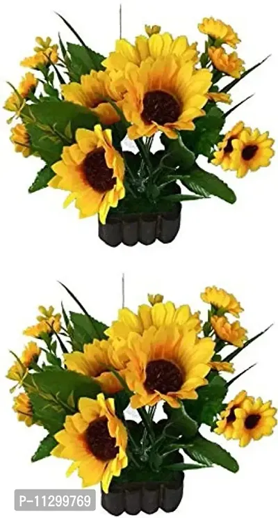 Ryme Yellow Artificial Sunflower with Pot for Home Office, Gift, Or Decoration Yellow Sunflower Artificial Flower with Pot (20 inch, Pack of 1) (Pack of 2)