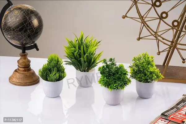 Ryme Artificial Wild Grass Plant with Pot for Home and Office Decoration (Set of 4, 4)