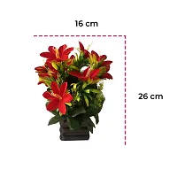 Ryme Artificial Lily Flower with Pot for Home Office Decor (Pack of 1)-thumb1