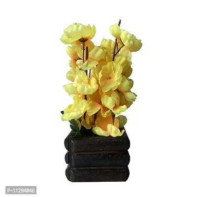 Ryme Blossom/Orchid Artificial Flower with Pot (Pack of 1) (Yellow)-thumb0