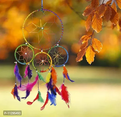 Ryme Dream Catcher,Handmade Hangings for Positivity (Can be Used as Home D?cor Accents, Wall Hangings, Garden, Car, Outdoor, Bedroom, Key Chain, Meditation Room (4 Rings, Pack of 5)-thumb5