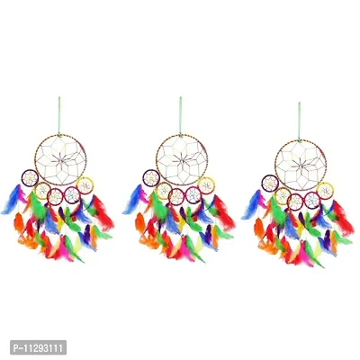 Ryme Dream Catcher,Handmade Hangings for Positivity (Can be Used as Home D?cor Accents, Wall Hangings, Garden, Car, Outdoor, Bedroom, Key Chain, Meditation Room (6 Rings, Pack of 3)-thumb0