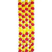 Ryme Artificial Marigold Fluffy Flowers Hanging Garlands, Approx 4.5 Ft -Pack of 5 Strings for Parties, Weddings, Theme Decorations, Home Decoration, Festival, Office Decoration (Yellow & Red)-thumb3