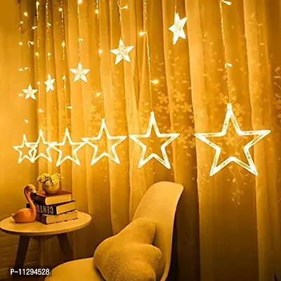 Blue Penguin 12 Stars 138 LED 2.5m Star Lights String Curtain Lights for Indoor Outdoor Decoration Diwali Light for Party Birthday Christmas Navratri Valentine Gift Home Decoration Light (Pack of 2)