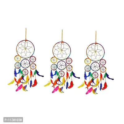 Ryme Dream Catcher,Handmade Hangings for Positivity (Can be Used as Home D?cor Accents, Wall Hangings, Garden, Car, Outdoor, Bedroom, Key Chain, Meditation Room (7 Rings, Pack of 3)