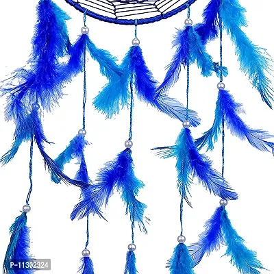 Ryme Beautiful Blue 6 inches Circle Evil Eye Dream Catcher Attracts Positive Dreams with Blue Feather for Home/Office-thumb3