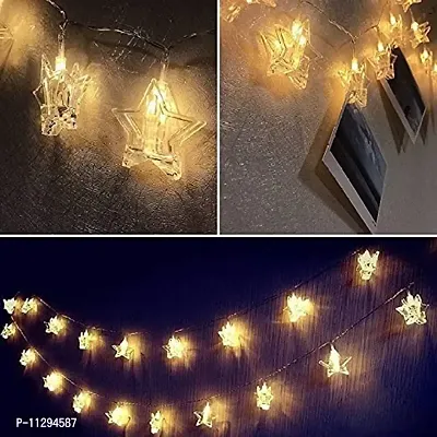 Blue Penguin Waterproof LED String 16 Star Clips Fairy Twinkle Diwali Party Christmas Home Decor Festivals Lights for Decoration for Hanging Photos, Cards and Artwork - Warm White (Pack of 1)