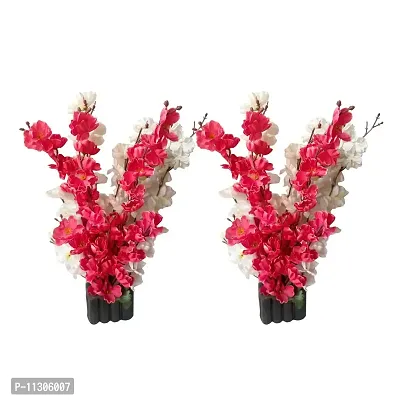 Ryme Blossom Orchid Artificial Flower with Pot (Pink White) - Pack of 5