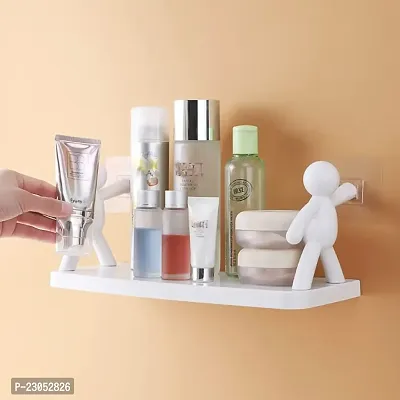 Self Adhesive Stand Holder Office Shelf Wall Holder Bathroom Rack with self Adhesive Magic Stickers Accessories Cartoon Wall Mounted Tray-thumb0