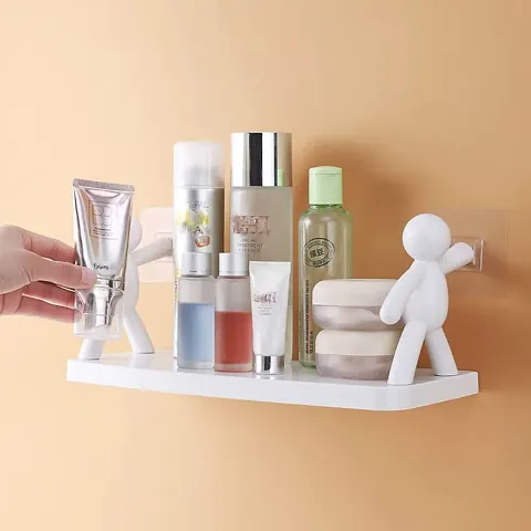 Self Adhesive Stand Holder Office Shelf Wall Holder Bathroom Rack with self Adhesive Magic Stickers Accessories Cartoon Wall Mounted Tray