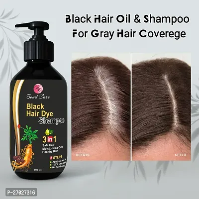 Dye Instant Black Hair Dye Shampoo 3 In 1 Shampoo 300ml , For Shine Hair  Moisturizing Healthy Hair 3 Steps