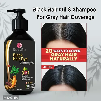 Dye Instant Black Hair Dye Shampoo 3 In 1 Shampoo 300ml , For Shine Hair  Moisturizing Healthy Hair 3 Steps