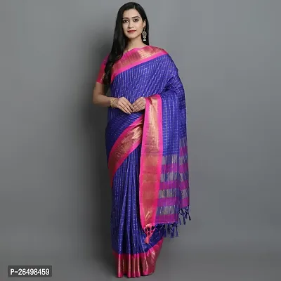 Stylish Cotton Saree With Blouse Piece For Women-thumb0