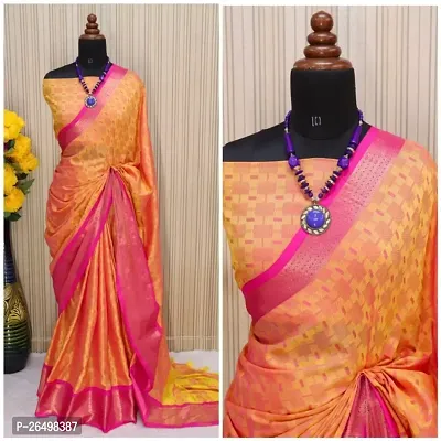 Stylish Cotton Silk Saree With Blouse Piece For Women-thumb0