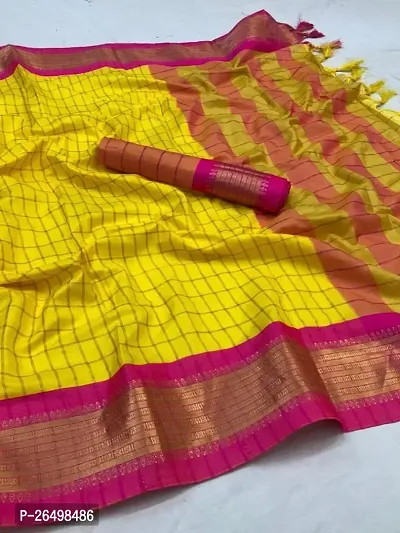 Stylish Cotton Saree With Blouse Piece For Women-thumb0