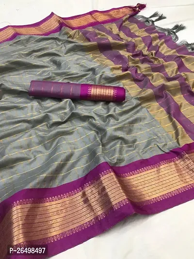 Stylish Cotton Saree With Blouse Piece For Women-thumb0