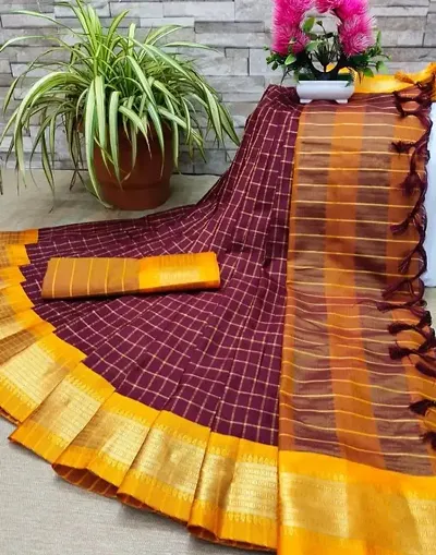 Glamorous Cotton Silk Saree with Blouse piece 