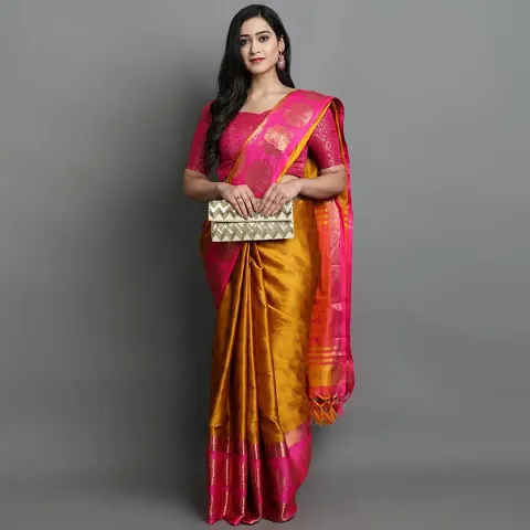 Elegant Cotton Silk Jacquard Sarees With Blouse Piece