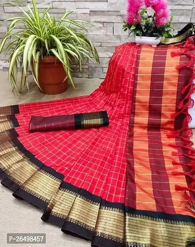 Stylish Cotton Silk Saree With Blouse Piece For Women