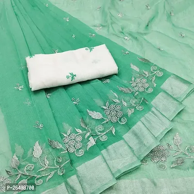 Stylish Chanderi Cotton Saree With Blouse Piece For Women