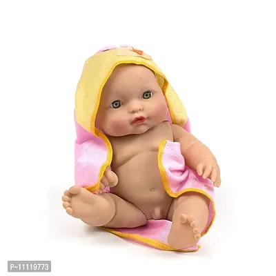 Toys Natural Looking Baby Toy Wearing a Towel with Movable Hands and Legs for Small Kids / Made of Rubber / Natural Brown Color (Pack of 01)