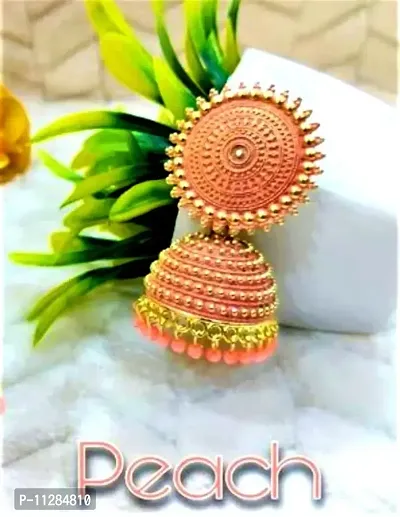 PEACH Stylish Earrings / Jhumka For Girls / Women (With Box Pack of 1 Pair)-thumb2