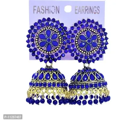 Blue Artificial Jhumka Earrings for Women-thumb0