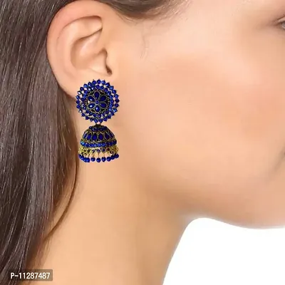 Blue Artificial Jhumka Earrings for Women-thumb2