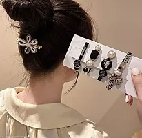 Multi Designs Black Stone / Pearl Hair Clips 5 in 1 Set Jewellery for Girls  Women , Stylish , Lovely Clips (Pack of 5)-thumb1