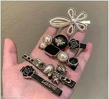 Multi Designs Black Stone / Pearl Hair Clips 5 in 1 Set Jewellery for Girls  Women , Stylish , Lovely Clips (Pack of 5)-thumb2