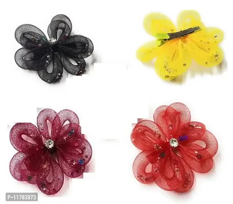 Flower and Butter Fly Shaped Hair Clips (Pack of 4)