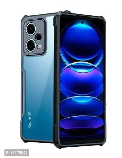 VM - PROTEC Polycarbonate Crystal Clear Mi Redmi Note 12 Pro 5G Back Cover Case | 360 Degree Protection | Shock Proof Design | Transparent Back Cover Case for Note 12 Pro (Black Bumper)-thumb0