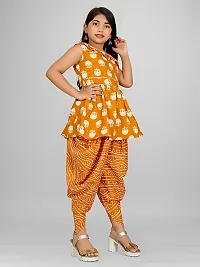 Stylish Printed Cotton Top And Sharara With Dupatta Set For Kids Girls-thumb3