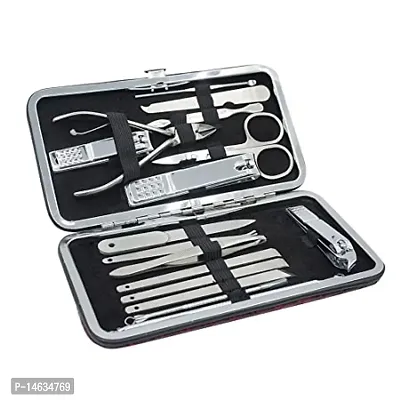16Pcs Manicure Pedicure Set Stainless Steel Nail Clipper Cutter Scissor Tweezer Blackhead Needle Facial Tools With Pu Bags-thumb2