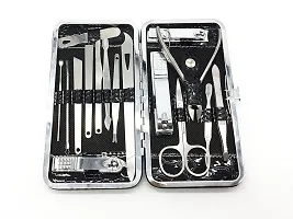 16Pcs Manicure Pedicure Set Stainless Steel Nail Clipper Cutter Scissor Tweezer Blackhead Needle Facial Tools With Pu Bags-thumb2