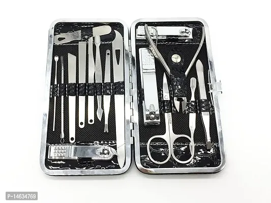16Pcs Manicure Pedicure Set Stainless Steel Nail Clipper Cutter Scissor Tweezer Blackhead Needle Facial Tools With Pu Bags-thumb3