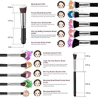 Foundation Face Powder Blush Eyeshadow Brush Makeup Brush Kit with Blender Sponge and Brush Cleaner - Makeup Brushes Set (10pcs, Black/Silver)-thumb1